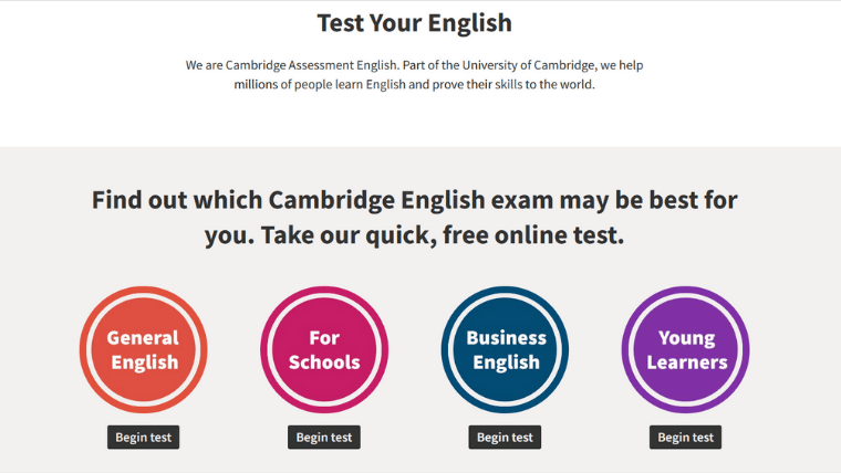 ケンブリッジ英語レベルチェック　テスト